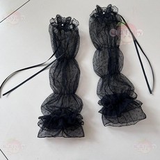 夏季 波點網紗袖套 甜美蕾絲 遮陽長款手套
