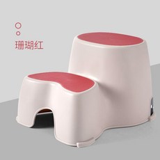 兒童踩腳凳 寶寶洗臉刷牙衛生間輔助階梯凳 防滑, 珊瑚紅 不可拆卸