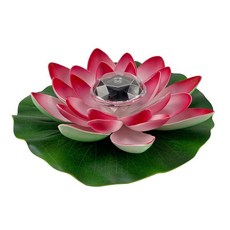 太陽能荷花燈 戶外水上景觀燈, 紅色花瓣28CM 1個