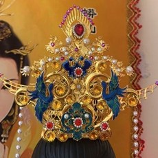 做工細緻 常家頭冠鳳冠古風純手工制作原創作品diy頭冠全套精品頭飾工藝品 媽祖帽 三太子帽 天宮帽 鳳帽冠頭飾, 1個, 常家頭冠鳳冠古風純手工制作原創作品diy