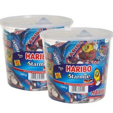 하리보 스타믹스 젤리 1kg 2개 1+1 개별포장 학교간식 곰젤리 믹스젤리, 2세트