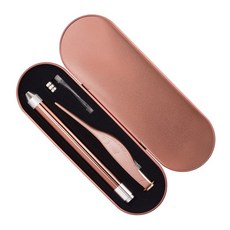 帶燈鑷子耳扒 安全兒童掏耳器, 1個, 玫瑰金 發光掏耳棒兩件套