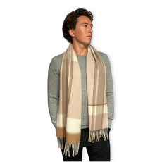 Humble Hilo 울 스카프 헤리티지 격자무늬 씨폼 블루 140694, 로지 브라운과 카멜