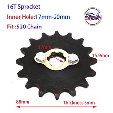 520 530 20MM 11 바이크 체인 200 톱니 ATV 14 프론트 150 250CC 17 16 더트 13 오토바이용 12 스프로킷 15 쿼드 엔진, 16T 520