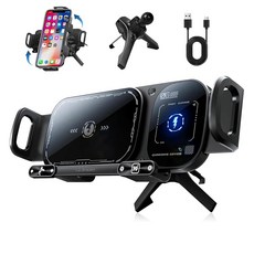 쿠니쉐이프 무선 충전 회전 자동차 마운트 자동 클램핑 기능이 있는 15W 고속 충전기 원클릭 90 360 흔들림 방지 기술 블 폰