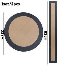 1/3PCS 식품 등급 페이스트리 실리콘 매트-논스틱 원형 베이킹 시트 에어프라이어 오븐 피자 케이크 그릴, 02 1 Set, 02 Grey round and long