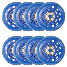 YELARXI 베어링이 있는 인라인 스케이트 휠 야외 및 실내 롤러 스케이트 휠 인라인 스케이트 교체품 (64mm 8팩 블랙 투명) 스쿠터용, 블루