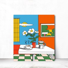 마지아갤러리 팝아트 일러스트 포스터 카페 인테리어 감성 그림 액자 캔버스 S 31x41cm, 사이즈