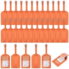 30피스 가죽 수하물 태그 여성 식별자 여행 가방 태그 수하물 여행 백팩 가방 결혼식 선물 여성 남성 성인 벌크(오렌지), 주황색