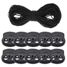 둥근 칼라 고무줄 4m+끈조절 돼지코 스토퍼10개, 1개, 블랙4mm