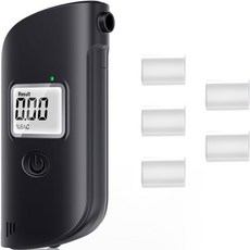 알코올 테스터 LCD 디스플레이가 있는 휴대용 음주 측정기 고정밀 블로잉 튜브 5개 포함 배터리는 포함되지, 01 Black