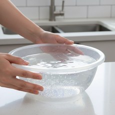 국산 플라스틱 반투명 과일 세척 용기 대용량 심플 대형 설거지통 주방 대야 택1, 중