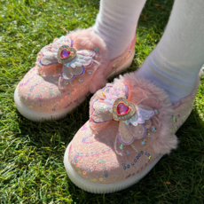 프롬베베 여아용 일리 날개 LED 겨울 털 슬립온