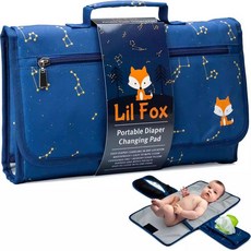 寶寶隔尿墊 易清洗 嬰兒尿布墊 隨身隔尿墊 換尿墊 可攜式隔尿墊 折疊隔尿墊 尿布墊 多功能便攜式 防水 隔尿墊 便攜式, 藍色（無絲印狐狸圖案）, 1個