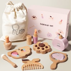 兒童木質公主化妝包套裝仿真化妝品小女孩生日禮物過家家益智玩具, 1個, 蒙氏花園化妝包:0.3kg