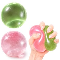 굿즈라이프 뭉클볼 쫀득 말랑이 스트레스볼 스퀴시, 1개, 170g, 핑크+그린