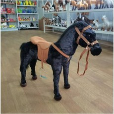 승마 목마 이동식 선물 성인용 바퀴 말타기 대형 안장, B. 6 퓨어 블랙, 1개