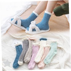 극세사 파스텔 컬러 수면양말 중목 보온 부드러운 실내 홈웨어 겨울용