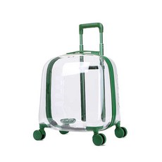 투명 이동장 케이지 강아지 가방 애견 고양이 바퀴, 1개, 녹색 가방+매트 (20/12)