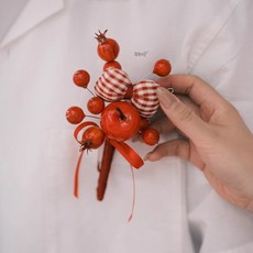 조화 부케 세트 폴리에스터 웨딩촬영용 DIY구성 선물용 꽃다발, 1개, 1_사과석류가슴꽃재료패키지