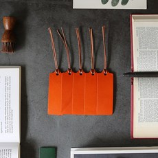 810 (5개입) 가죽 이니셜 각인 책갈피 북마크 성경 말씀 단체 만들기 선물 기념품 소량 주문 제작, 오렌지