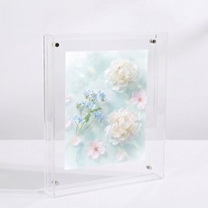 차차쿠바 플로팅 아크릴 액자 사진 폴라로이드 벽걸이, 1개, 투명
