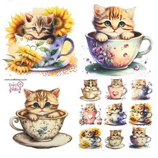 컵고양이 냅킨 20장 K-28-015, 1세트, 20개, 혼합색상