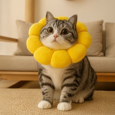 세일론 폭신한 밴딩조절 반려동물 넥카라, 1개, 옐로우