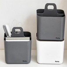 웅스토어 손잡이형이동식소품수납함 튼튼한플라스틱정리함, 아이보리