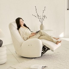 프린홈 포엘 부클레 패브릭 1인용 전동 리클라이너 소파 흔들 쇼파 4colors, 아이보리
