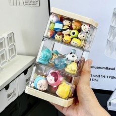 萌粒展示盒桌面小擺件大容量防塵帶蓋亞克力多層收納罐展示架生活家居用品日用品抖音同款北歐風家居奶油風家居小紅書爆款, 1個, 【2層】萌粒展示盒,如圖