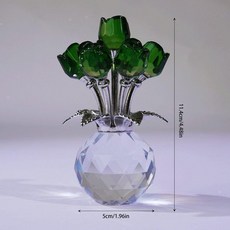 水晶玫瑰花擺件, 綠色