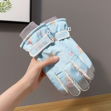 可愛小熊滑雪手套 女士冬季保暖手套 防寒防水加絨加厚觸屏騎車防滑手套