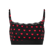 모스키노 하트 프린트 레이스 트리밍 브라
