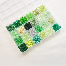 24칸 유리구슬 8mm 혼합구슬 480pcs 크렉무늬 크리스탈, 1개, 24칸 그린 1개, 24칸 그린