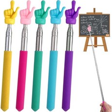 PAGOW 5개 접이식 교사용 포인터 스틱 컬러풀 핸드 포인터 스틱 학생용 손가락 가리키는 스틱 독서용 연장 가능한 학용품 교실블루퍼플옐로우그린핑크, Finger3/ Dark (Blue+Purple+Yel