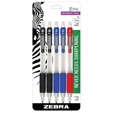 Zebra Pen Z-Grip 샤프 0.7mm 포인트 사이즈 HB #2 그래파이트 다양한 그립 색상 5개입, 5 Count (Pack of 1)