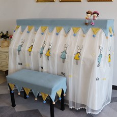 刺繡布藝鋼琴全罩防塵蓋布 卡通印花鋼琴罩 輕奢歐式公主全罩現代簡約高檔鋼琴凳套罩防塵罩蓋布鋼琴套, 1個, 小黃兔藍色旗,只要單人凳套56*36