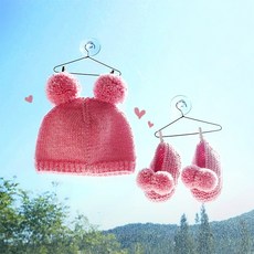 신생아 더블폼폼모자와 더블폼폼덧신 가이드의 바늘 및 부자재, 1개