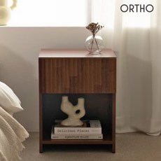 세로줄무늬 조명 미니 템바보드 1단 서랍 협탁 400 모텔 침대사이드 미팅룸, 멀바우, 1개