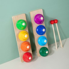 DFMEI 木製手敲八音鈴嬰幼兒早教啓智兒童音樂玩具打擊樂器感官益智教具, 1個, 八音鈴:如圖