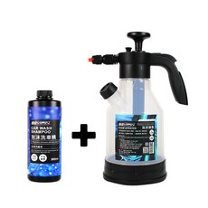 【逸品YIPIN】泡沫噴壺 2L 自帶量杯 手壓PA壺 高壓噴壺 洗車噴壺 泡沫噴霧器 泡泡噴壺 泡沫壺, 1個, 洗車精500ml+泡沫噴壺