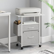 NLBUU 서랍형 수납장 이동식 프린터 선반 서류 캐비닛 스탠드, White