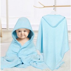 G8 寶寶浴巾 超大吸水珊瑚絨連帽浴巾 動物斗篷浴巾 兒童浴袍 速乾浴巾, 1個, 藍色, 藍色