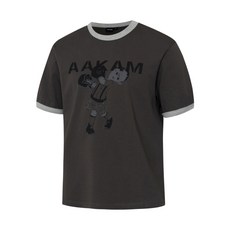 [아캄] Punch Boy Printed Ringer Top (Dark Gray)