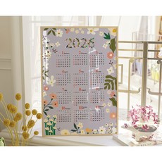 [A2 대형] 2026 한장 달력 포스터 벽걸이 캘린더 큰글 메모 인테리어 벽달력 (6종 디자인), 1매, 플라워 바이올렛