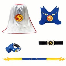 번개맨 변신 세트 전사 영웅 복장 액션 어린이 장난감 슈퍼히어로 모험 캐릭터 코스튬