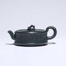 名家手工制作 宜兴紫砂壶 绿泥竹趣, 1個, 绿泥