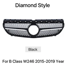 메르세데스 B 클래스 W246 2012-2019 프론트 범퍼 레이싱 그릴 B180 용 GT 파나메리카나 다이아몬드 블랙, 04 Diamond Black 15-19