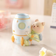 創意卡通宇航員發光小夜燈筆筒, 火箭小熊